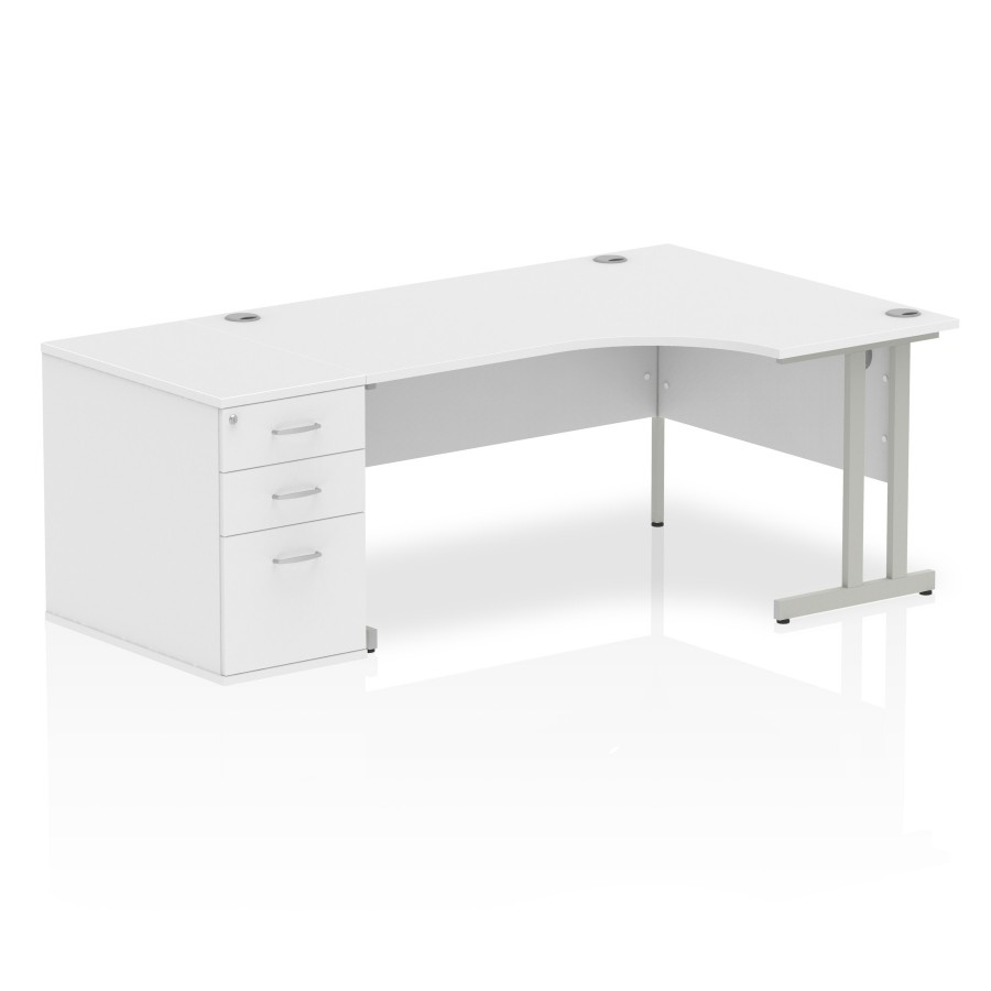 Rayleigh Ergonomic Corner Desk With 800mm Deep Pedestal - Cantilever Frame